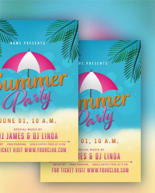 Summer Party Poster Layout - 424266578