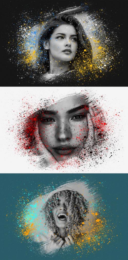 Mixed Media Paint Photo Effect Mockup - 424572013