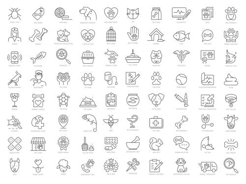 Pet and Vet Line Icon Set - 424584890