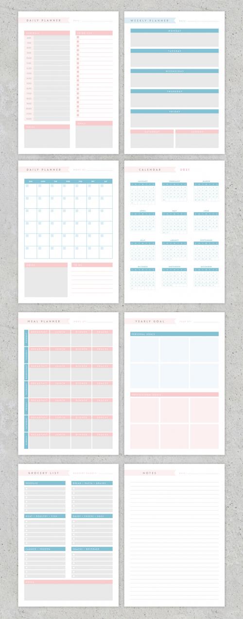 Pastel Color Minimal Planner Set - 425615680