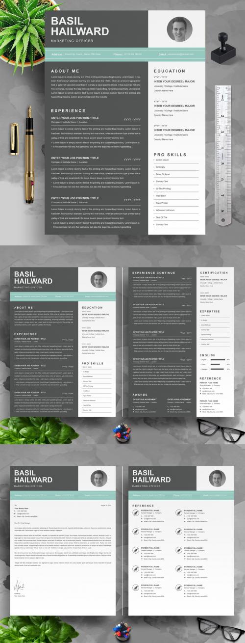 Dark Resume Layout with White Accent - 426144087