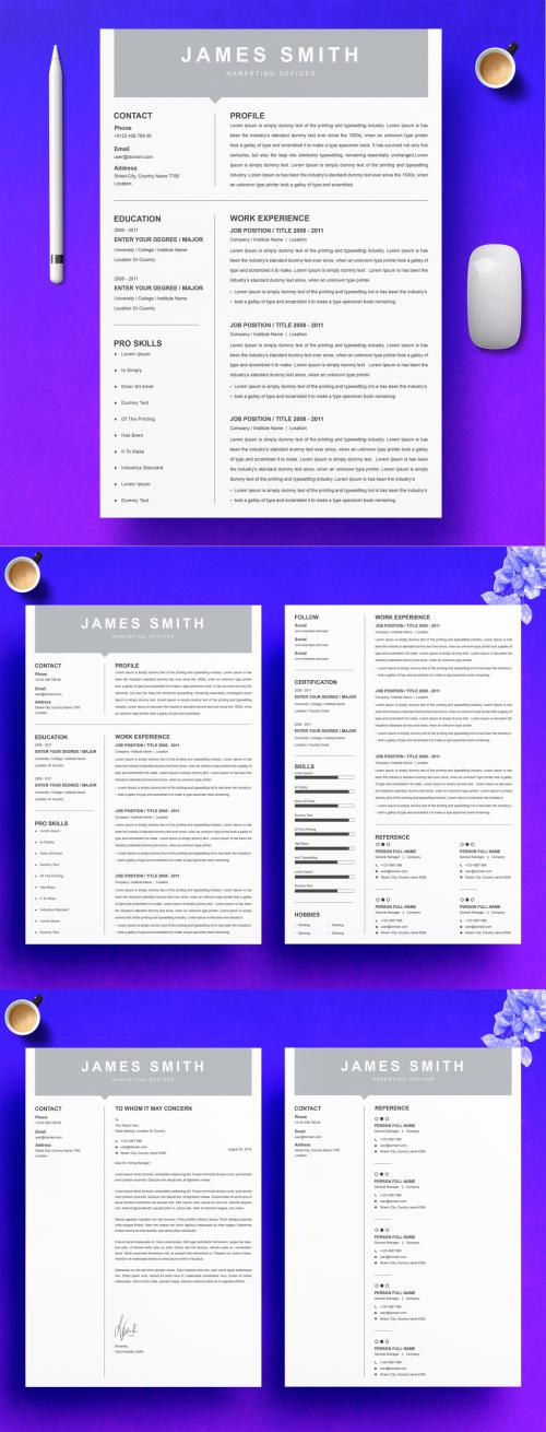 Gray and White Minimalist Resume Layout - 426144147