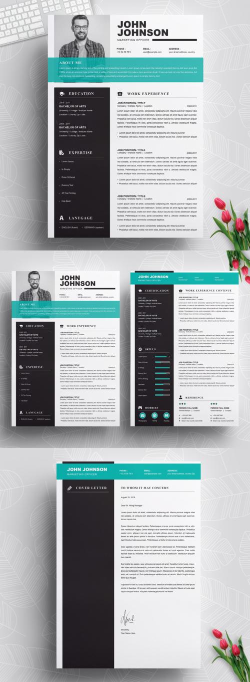 Resume Layout with Photo Placeholder - 426144249