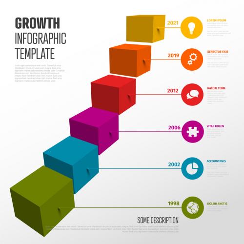 Growth Cube Stairs Infographic with Droplet Pointers - 426148852