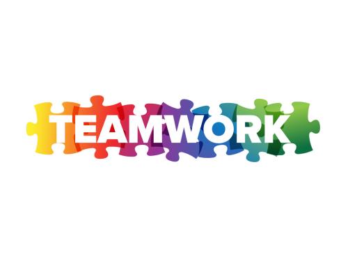 Teamwork Lettering Made from Puzzle Pieces - 426148901