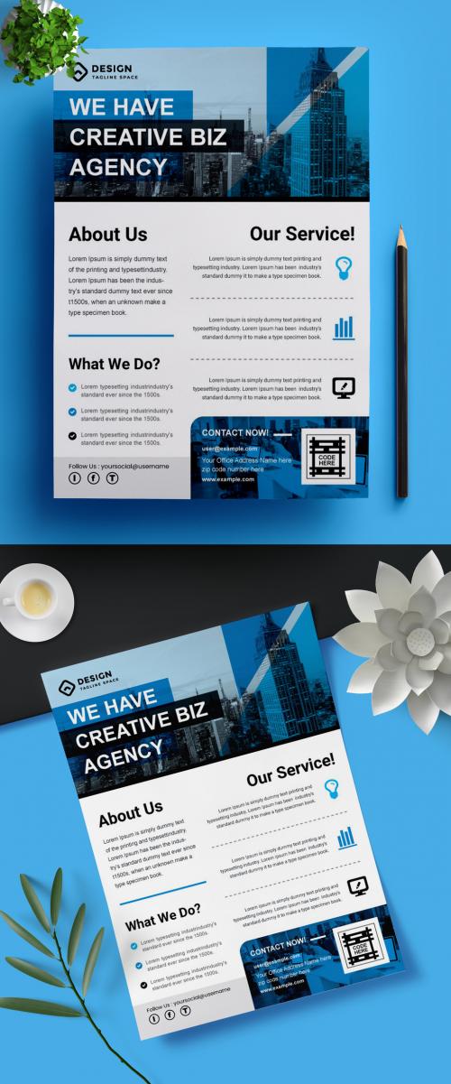 Business Flyer Layout with Blue Accents - 426159513