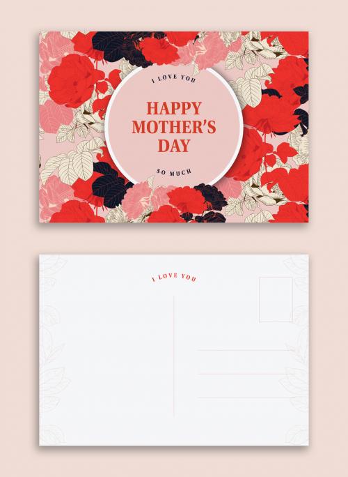 Red and Pink Floral Postcard for Mother's Day - 426735482