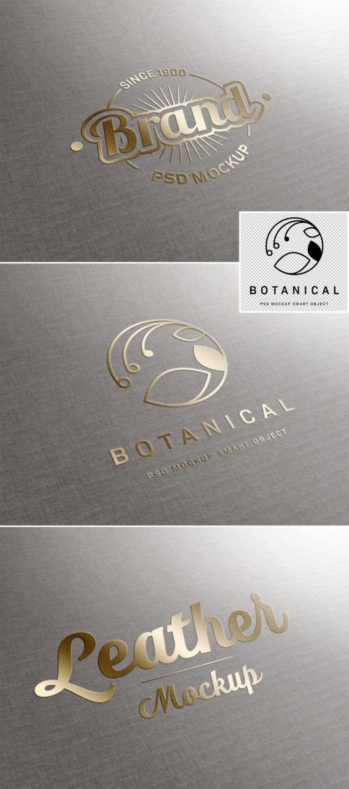 Logo Mockup with Gold Effect on Fabric Texture - 427281693