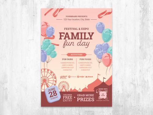 Family Fun Day Poster Flyer for Birthday Party Carnival Event - 427483635