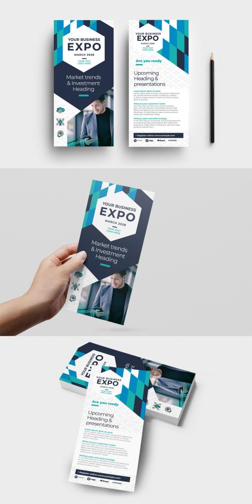 Business Expo Flyer with Teal Geometric Pattern - 427490057