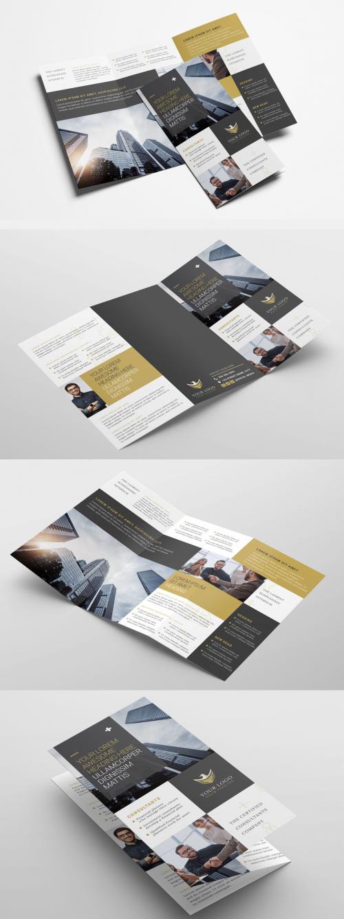 Business Brochure for Investment Consultants with Elegant Black and Gold theme Trifold - 427490935