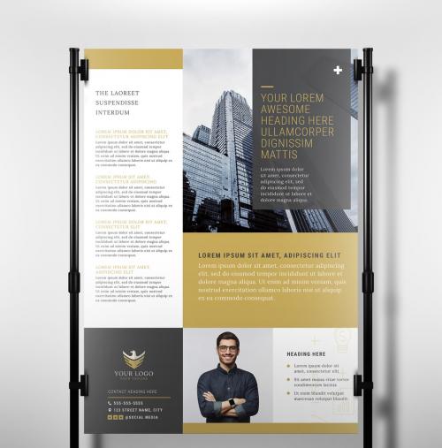 Investment Consultants Poster Flyer for Business with Elegant Black and Gold theme - 427491095