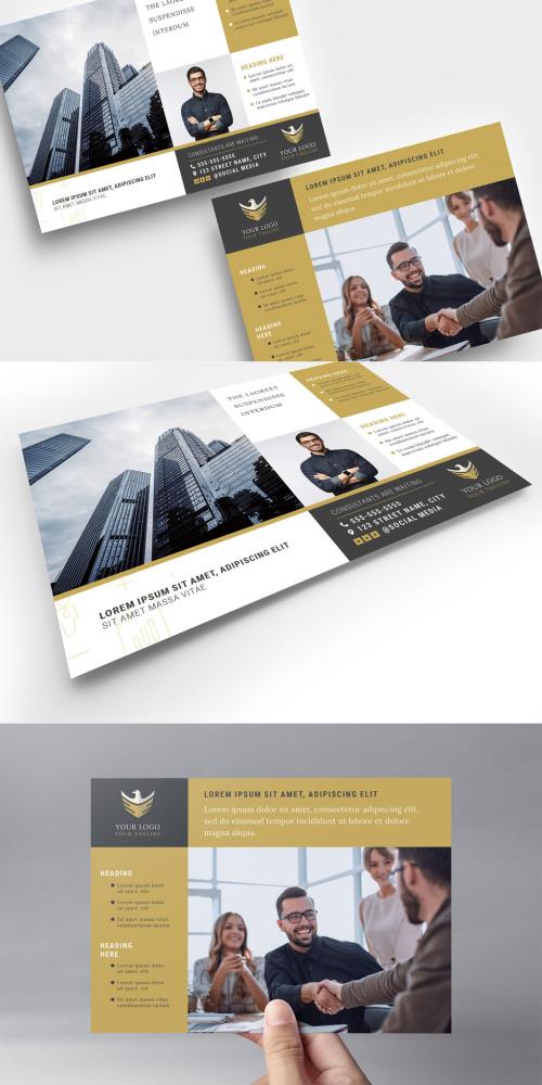 Business Poster Flyer Banner for Investment Consultants with Elegant Black and Gold theme - 427491218