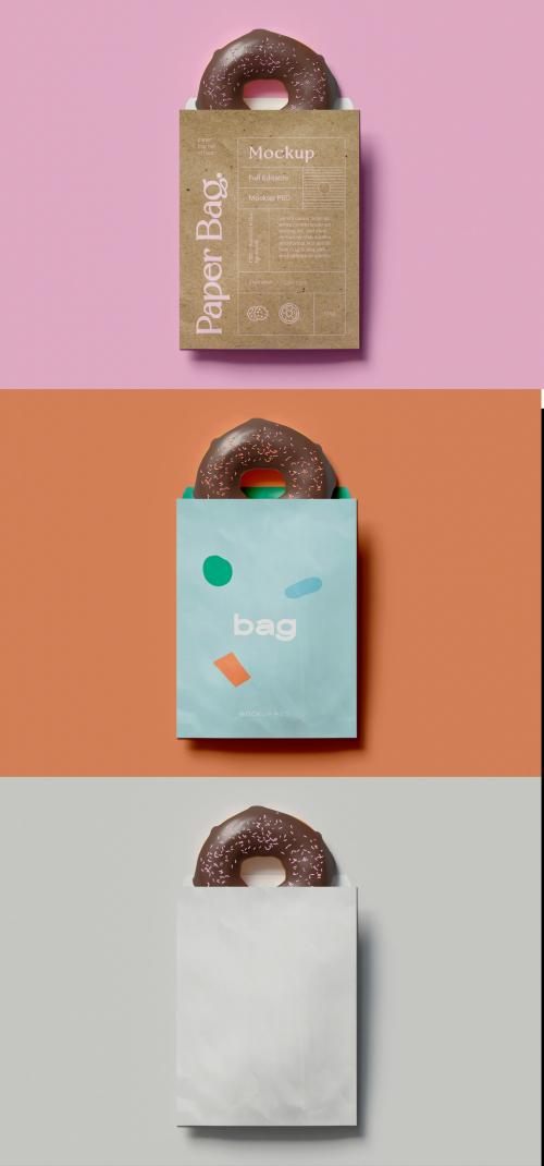 Paper Bag with Donut Mockup - 427702206