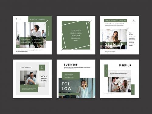 Business Social Post Layouts with Green Accent - 427720312