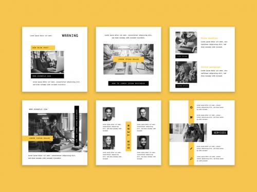 Corporate Social Media Layouts with Yellow Accent - 427720343