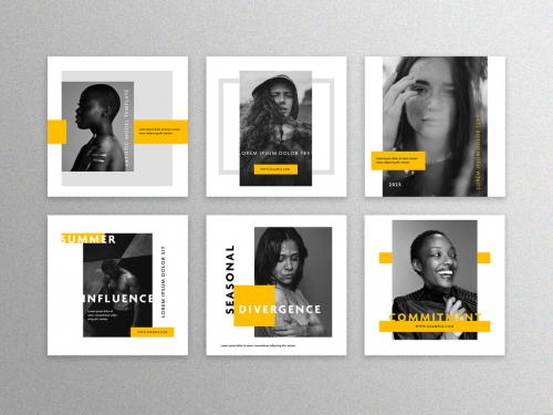 Minimal Social Media Layouts with Yellow Accent - 427720397