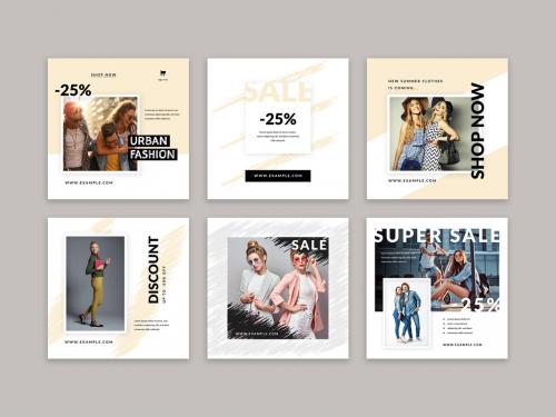 Modern Social Media Layouts with Artistic Design Elements - 427720421