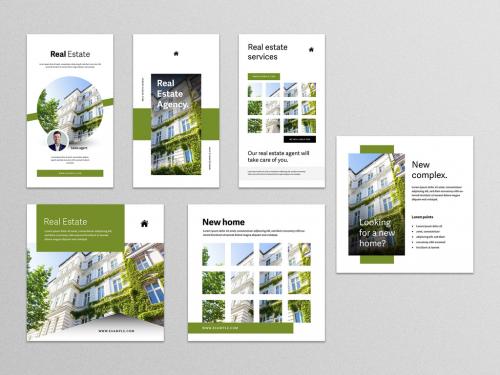 Real Estate Social Media Layouts with Yellow Accent - 427720774