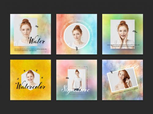 Social Layouts with Water Color Backgrounds - 427721694