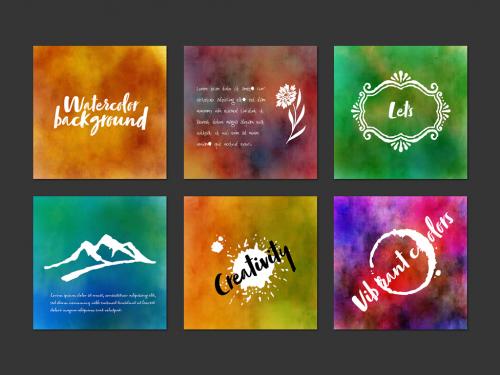 Water Color Backgrounds with White Typography Icons - 427722390