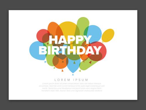 Minimalist Happy Birthday Card Illustration Template with Balloons - 427956911