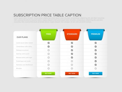 Products Service Feature Compare List Table Template - 427956928