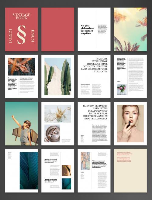 Vintage Digital Book Layout with Red Accents - 427963052