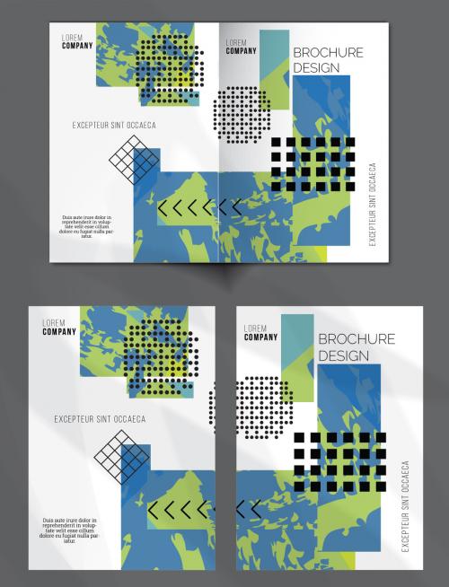 Brochure Cover Layout Geometric Shapes and Abstract Bright Rectangles on White - 428221221