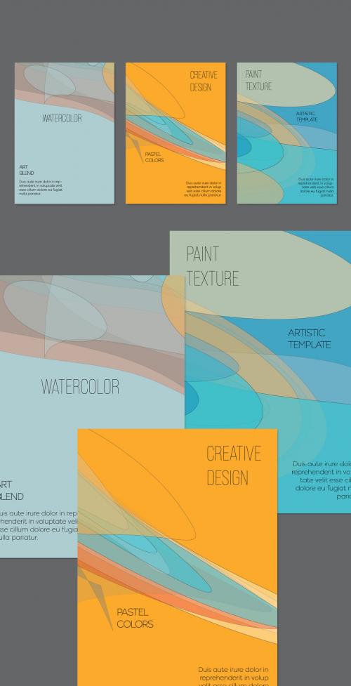 Flyer Layout with Abstract Overlapping Pastel Transparent Shapes - 428221275