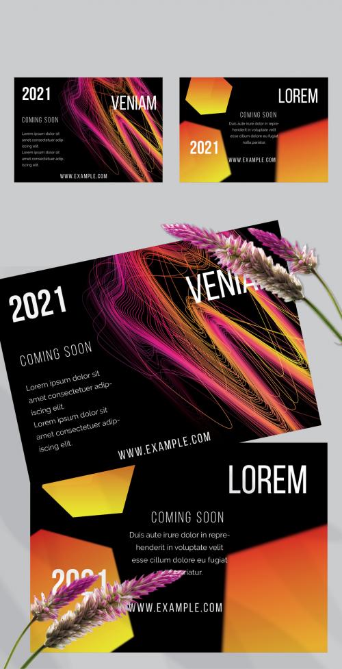 Flyer Layout with Abstract Motion Blur and Glowing Shape - 428221303