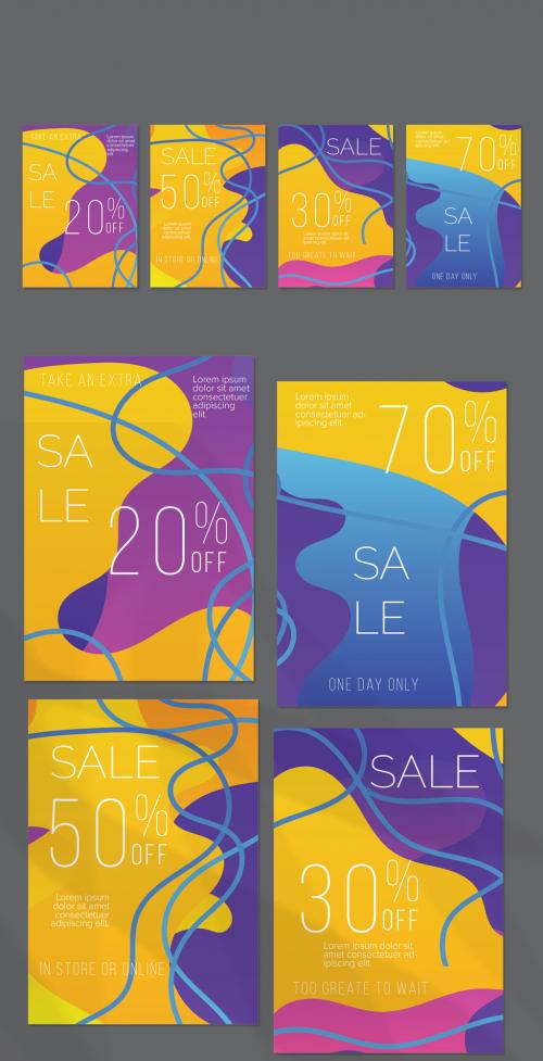 Flyer Layout with Bright Gradient Spots and Stripes - 428221321