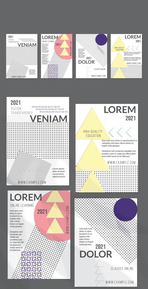 Flyer Layout with Paper Cut Layered Simple Geometric Shapes - 428221456