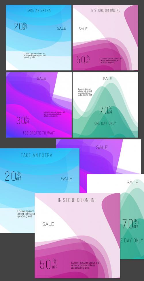 Social Media Post Layout with Transparent Overlapping Gradient Waves - 428222382