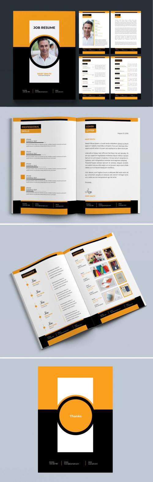 Minimal Resume and Cover Letter Layout with Yellow Accents - 428835243