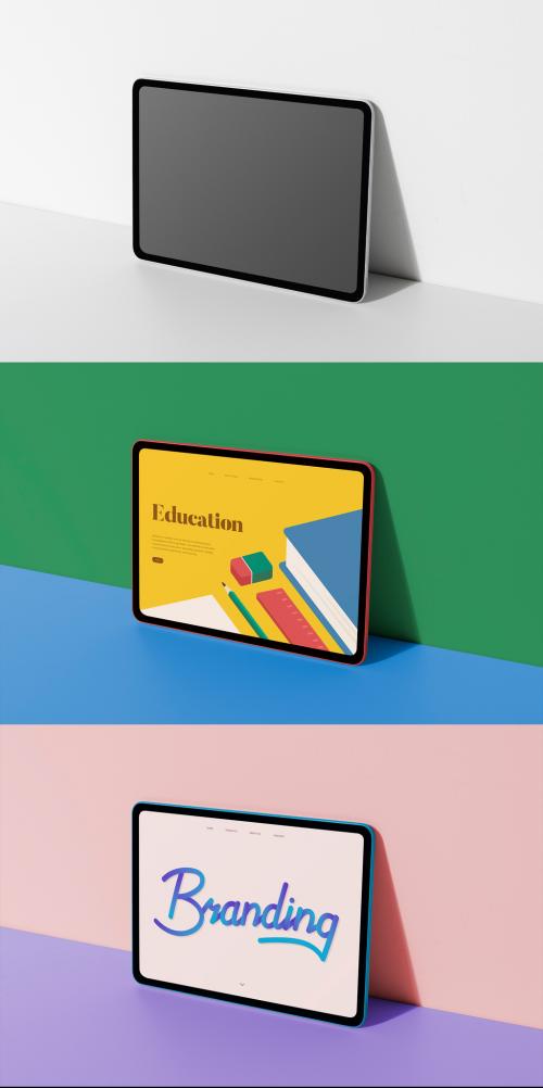 Tablet Screen Mockup on Colorful Background - 428854273