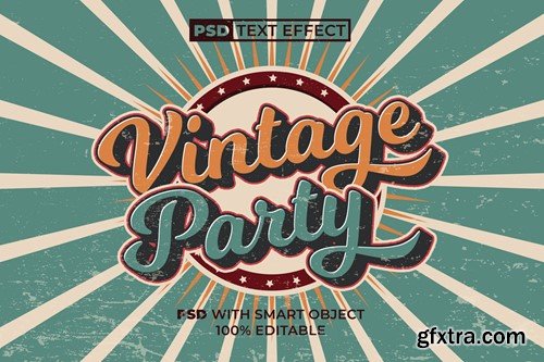 Vintage Party Text Effect Retro Style V9WKYRB