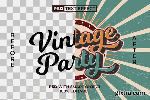 Vintage Party Text Effect Retro Style V9WKYRB