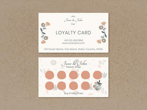 Floral Loyalty Card Design Layout - 428876448