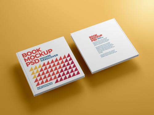 Square Book Hardcover Mockup - 429045962