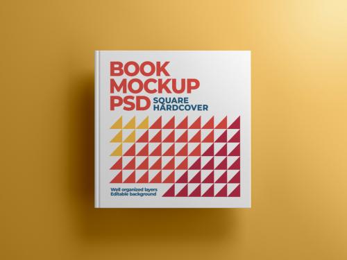 Square Book Hardcover Mockup - 429046159