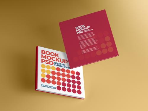 Square Book Hardcover Mockup - 429046511