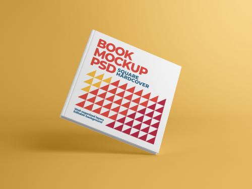 Square Book Hardcover Mockup - 429046589