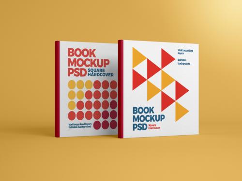 Square Book Hardcover Mockup - 429046705