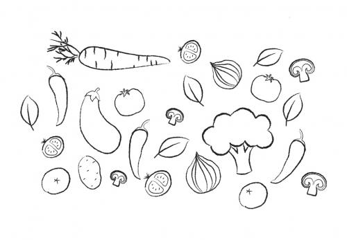 Drawn Fruits and Vegeatables - 429047399