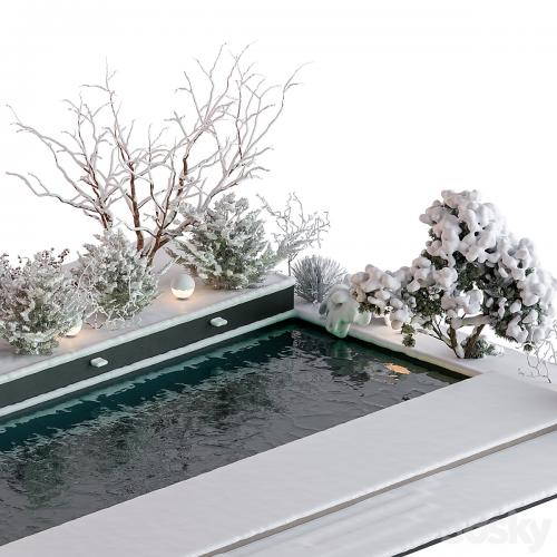 Snowy Scene with Pool - Set 76