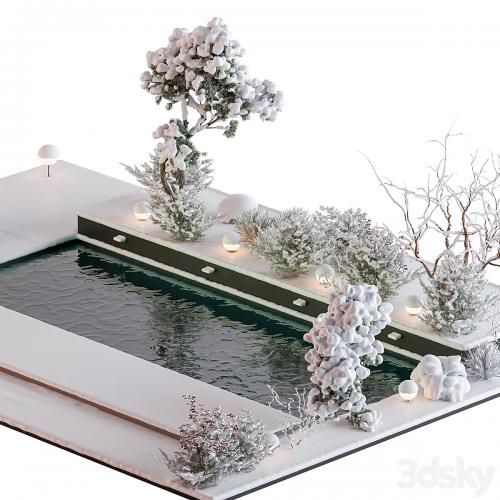 Snowy Scene with Pool - Set 76