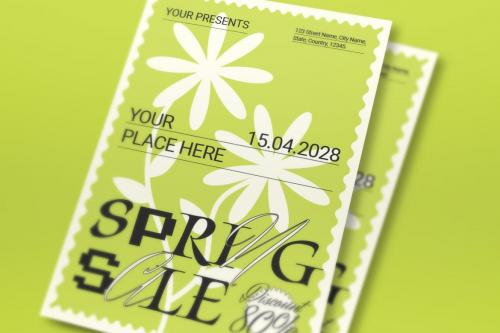 Green Abstract Shape Spring Sale Flyer Set