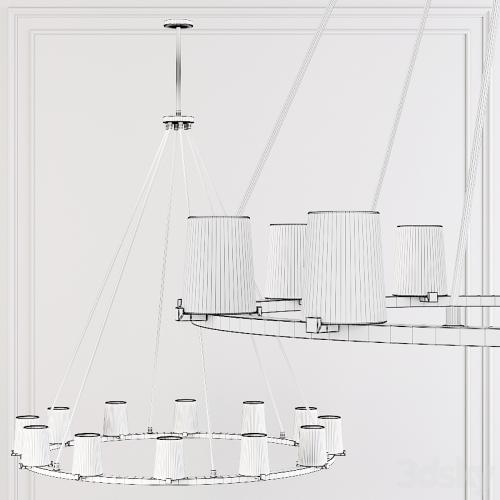 Restoration Hardware PAUILLAC ROUND CHANDELIER 48 Fabric shade and Black