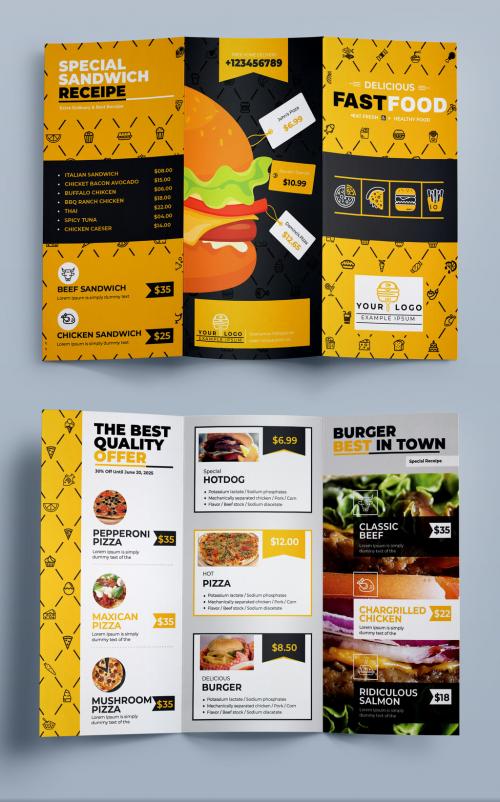 Food Menu Food List Tri-Fold Brochure - 429256069